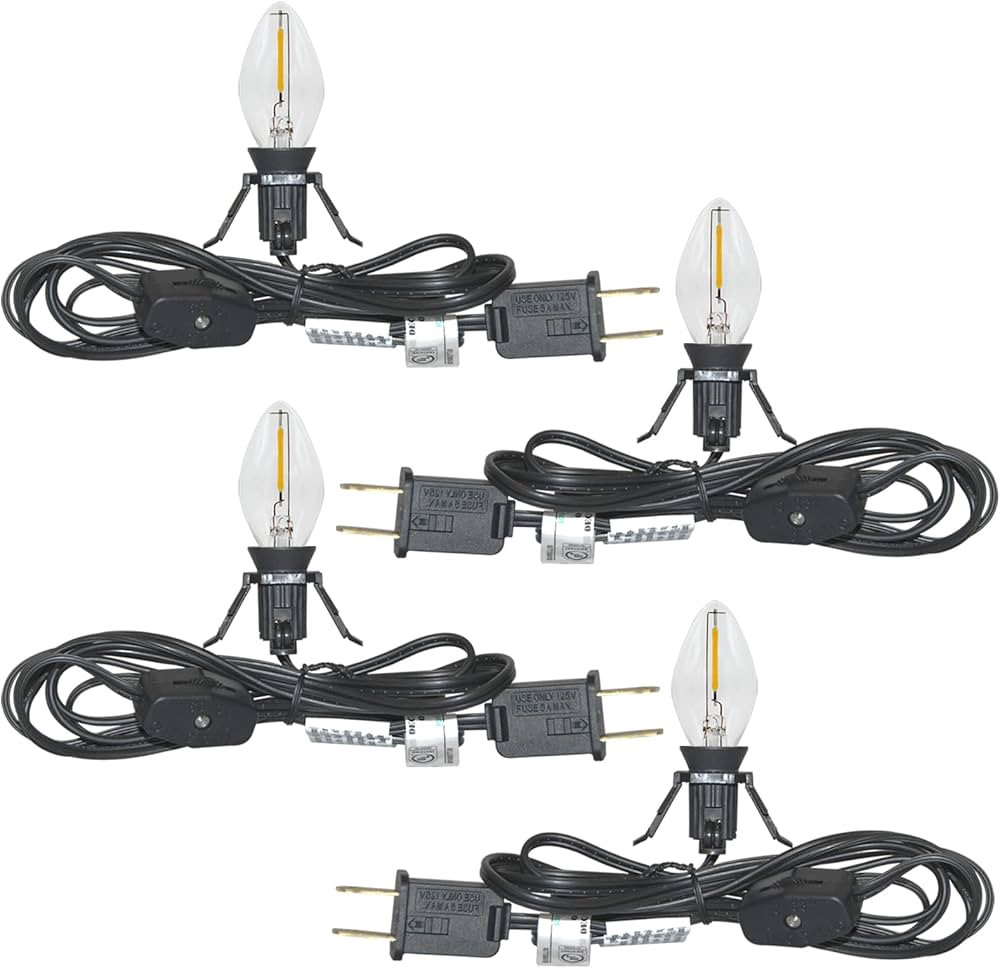 Set of 4 Accessory Cord Single Light with 8 LED Light Bulbs(4 Spare), 6Ft Accessory Cord with On/... | Amazon (US)