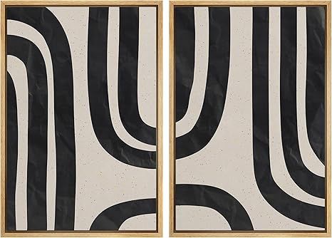 Ashbrook Framed Canvas Print Wall Art Black and Gray Geometric Spiral Display Abstract Shapes Ill... | Amazon (US)