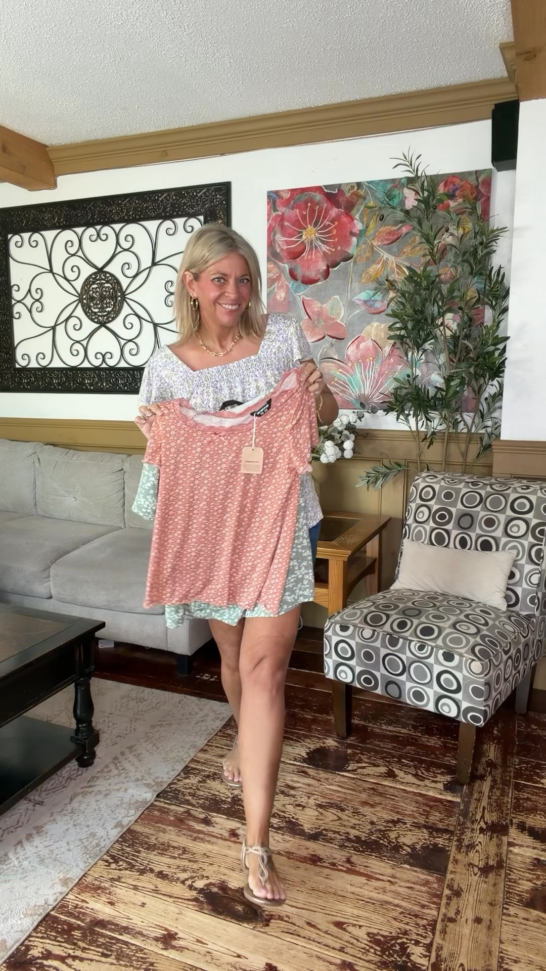 3 comfy and casual tops with arm coverage- perfect for summer! Size 10 in tops, size 12 in shorts

#LTKSeasonal #LTKOver40