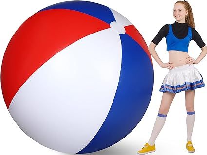 60 Inch Giant Patriotic Beach Balls, 4th of July Red White and Blue Large Beach Balls Inflatable ... | Amazon (US)