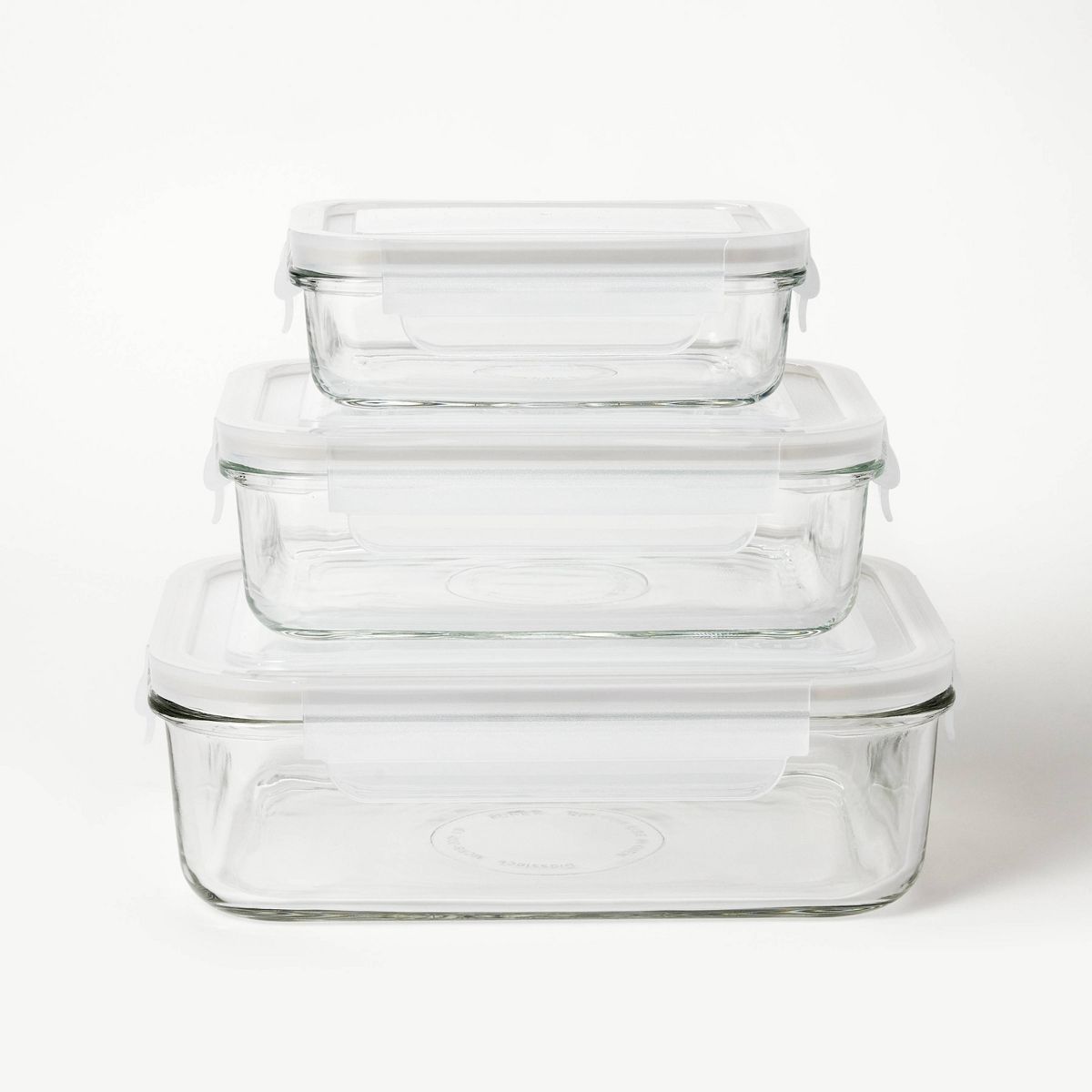 6pc (Set of 3) Glass Food Storage Container Set Clear - Figmint™ | Target