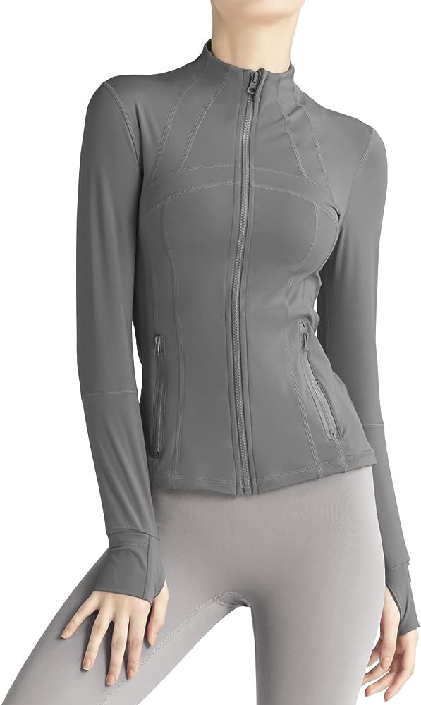 Gacaky Women's Slim Fit Workout Running Track Jackets Full Zip-up Yoga Athletic Jacket with Thumb... | Amazon (US)
