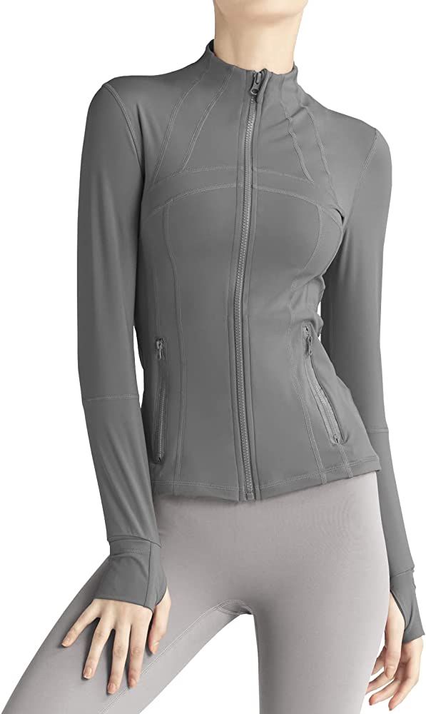 Locachy Women's Slim Fit Full Zip Athletic Running Sports Workout Jacket with Pockets | Amazon (US)