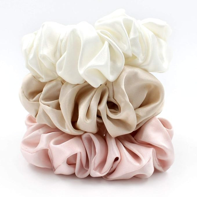 Mulberry Park Silks 100% Pure Silk Hair Scrunchies, 3 Pack - Prevents Frizz, Hair Breakage, Gentl... | Amazon (US)