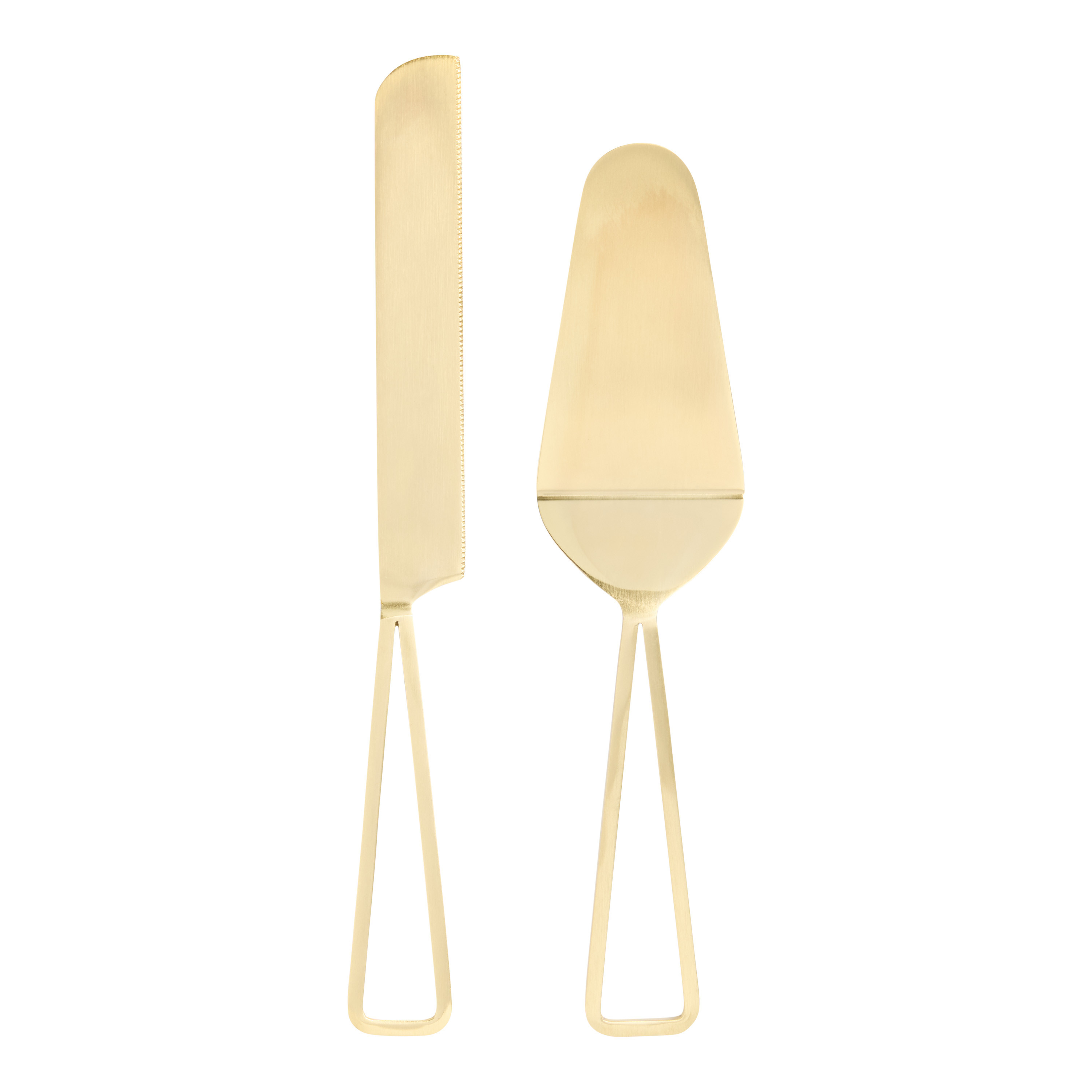 Gold Stainless Steel Metal Cake Servers 2 Piece Set | World Market