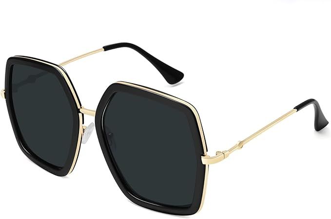 WOWSUN Oversized Big Fashion Sunglasses for Women Irregular Large Shades UV Protection | Amazon (US)