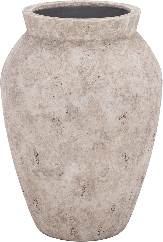 SAFAVIEH Outdoor - Bolton Large Planter Pot with Drainage - Antique White Ficonstone Cement - Wea... | Amazon (US)