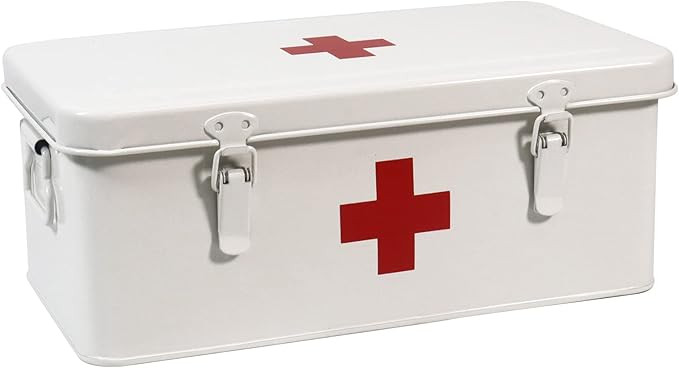 First Aid Medicine Box, First Aid Kit Supplies Bin, Metal Medicine Storage Tin, First Aid Empty B... | Amazon (US)
