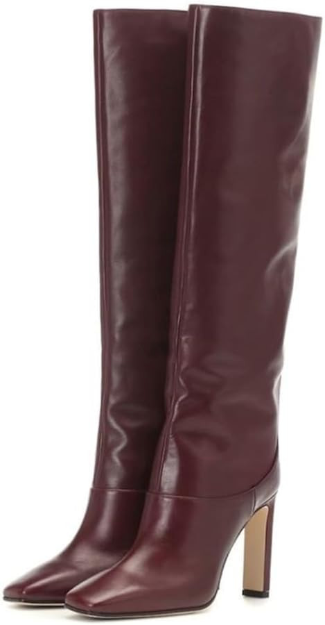 FOWT Women Comfy High Chunky Heels Square Toe Fancy Pull On Business Boots Size 4-15 M US | Amazon (US)