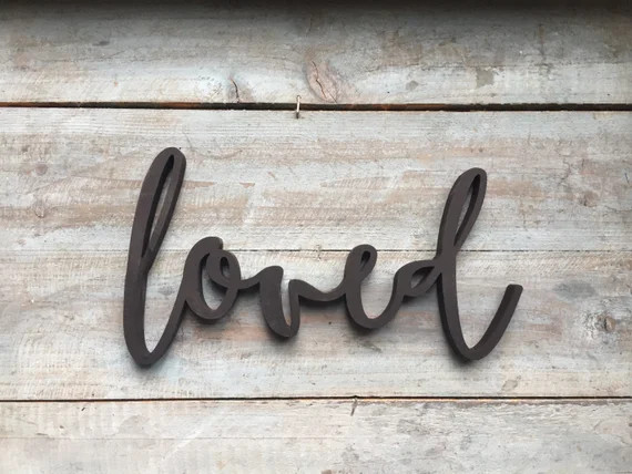 Loved Word Mini 12 Wood Cut Wall Art Sign wedding | Etsy | Etsy (US)