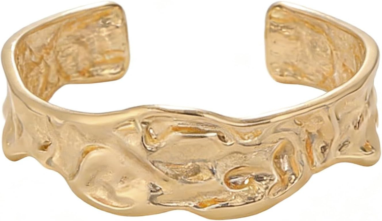 Vintage-Style Women's Bracelet - Thick Gold-Plated Cuff Bangle with Opening, Retro Fashion Jewelry, Versatile Accessory, Ideal Gift for Her | Amazon (US)