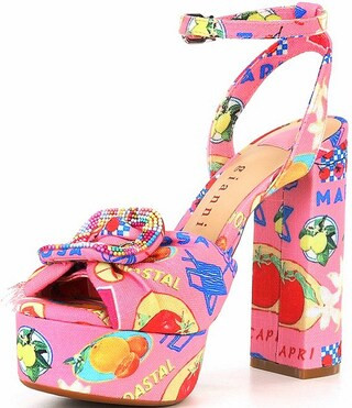 Tobias Printed Linen Mismatched Buckle Platform Dress Sandals | Dillard's