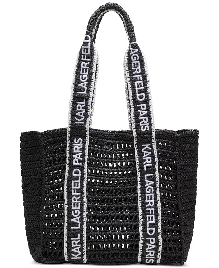 KARL LAGERFELD PARIS Antibes Woven Straw Large Tote - Macy's | Macy's