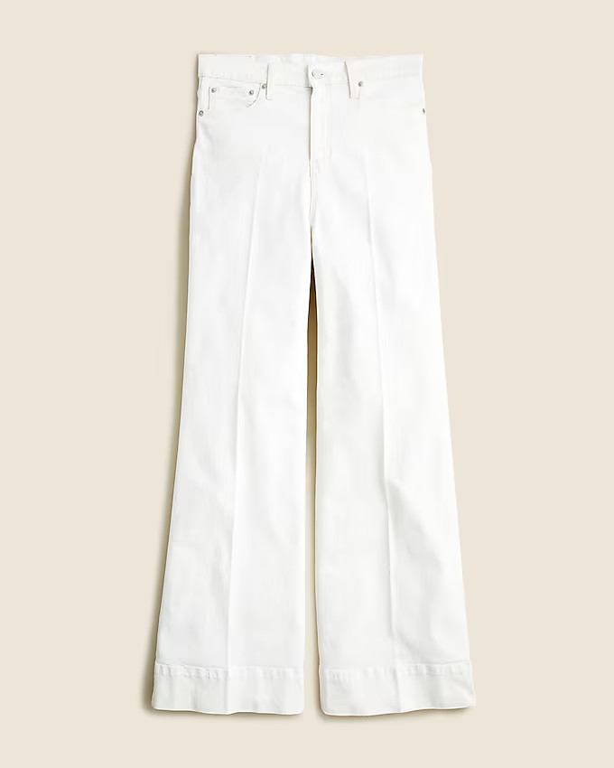 Wide-leg denim trouser in white | J. Crew US