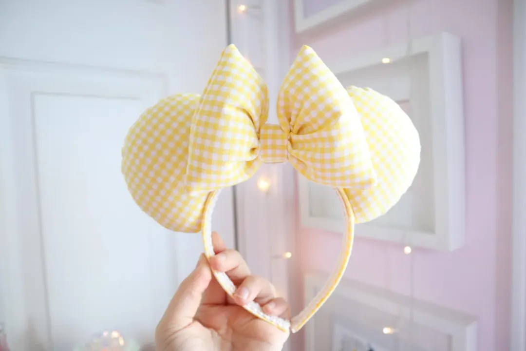 Yellow Gingham Mouse Ears - Etsy | Etsy (US)