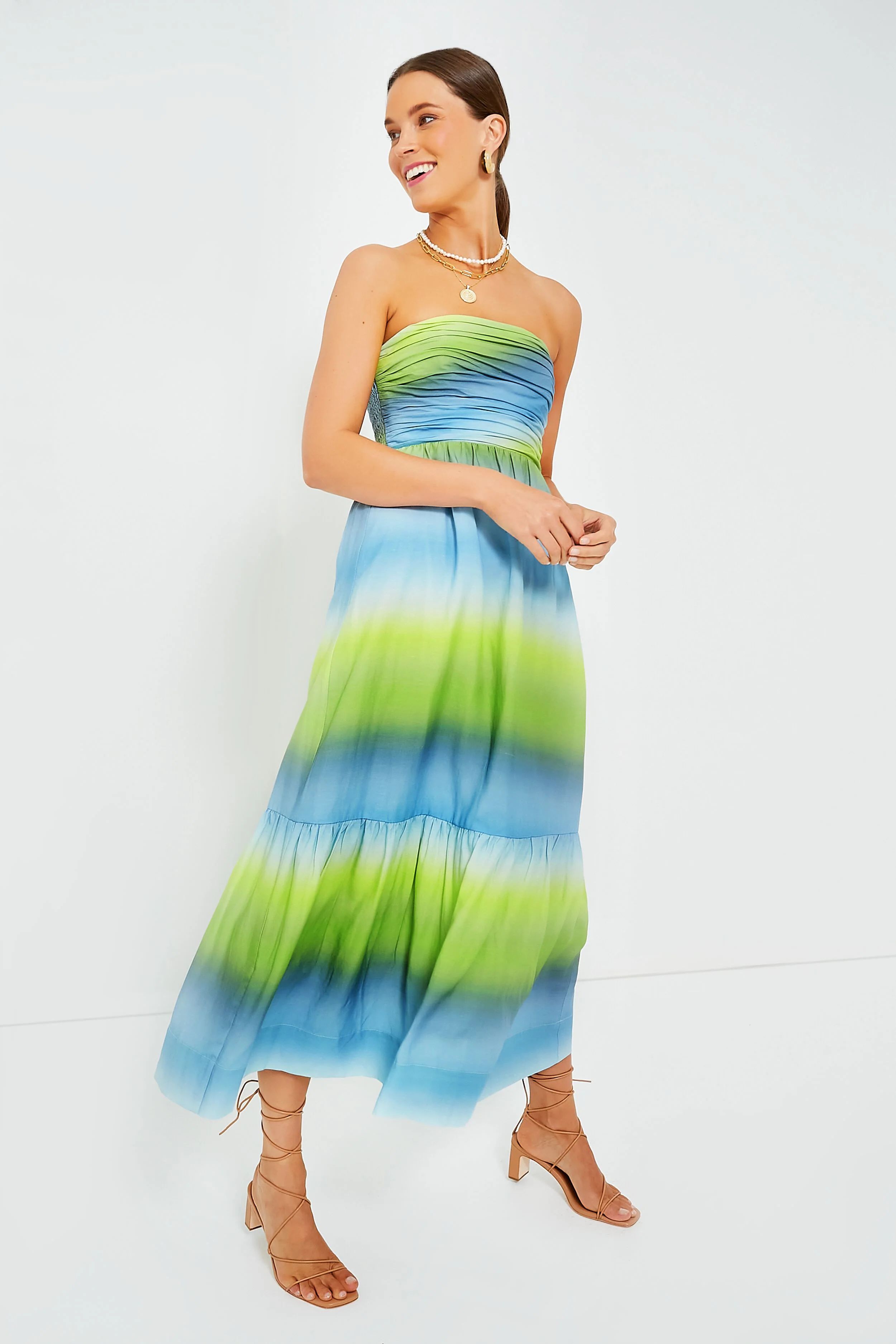 Chartreuse and Sky Ombre Kaia Dress | Tuckernuck (US)