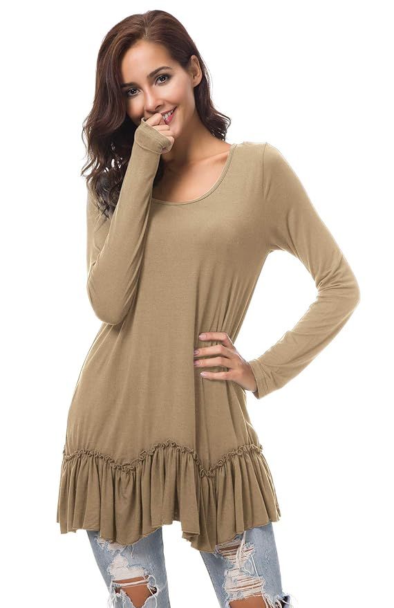 Urban CoCo Women's Casual T-Shirt Solid Long Sleeve Tunic Tops | Amazon (US)