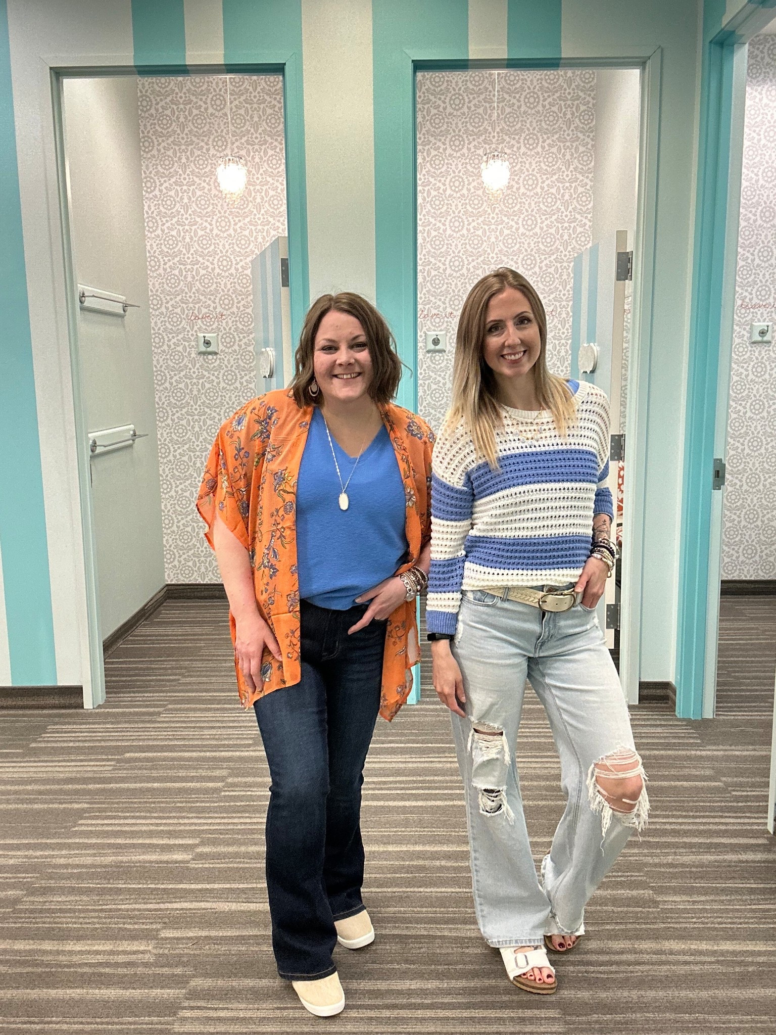 Treva wearing xxl in top and 29 in bottoms. Sarah is in small in top and 4 in bottoms. 

#LTKootd #LTKMidsize #LTKSaleAlert