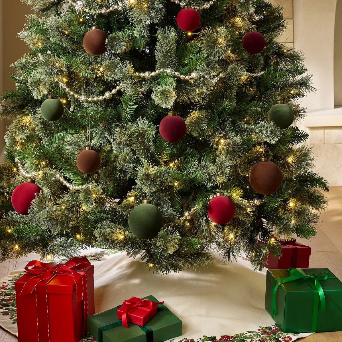 11pc Velvet Tree Ornament Sets Red/Burgundy/Green/Brown - Threshold™ designed with Studio McGee | Target