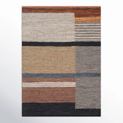 Pim Geometric Flatweave Brown/Light Beige/Medium Gray Area Rug | Wayfair North America