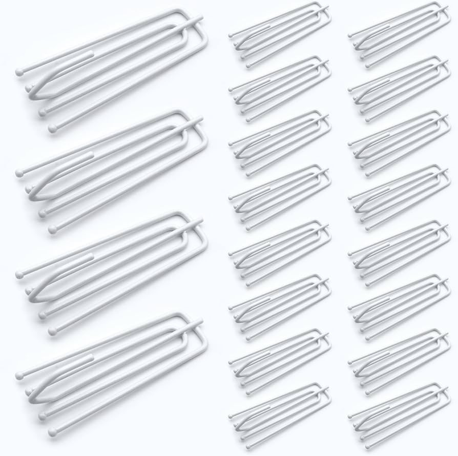 60PCS Stainless Steel 4 Prongs Pinch Pleat Curtain Hooks, Drapery Pins Hooks Traverse Pleater, Cu... | Amazon (US)