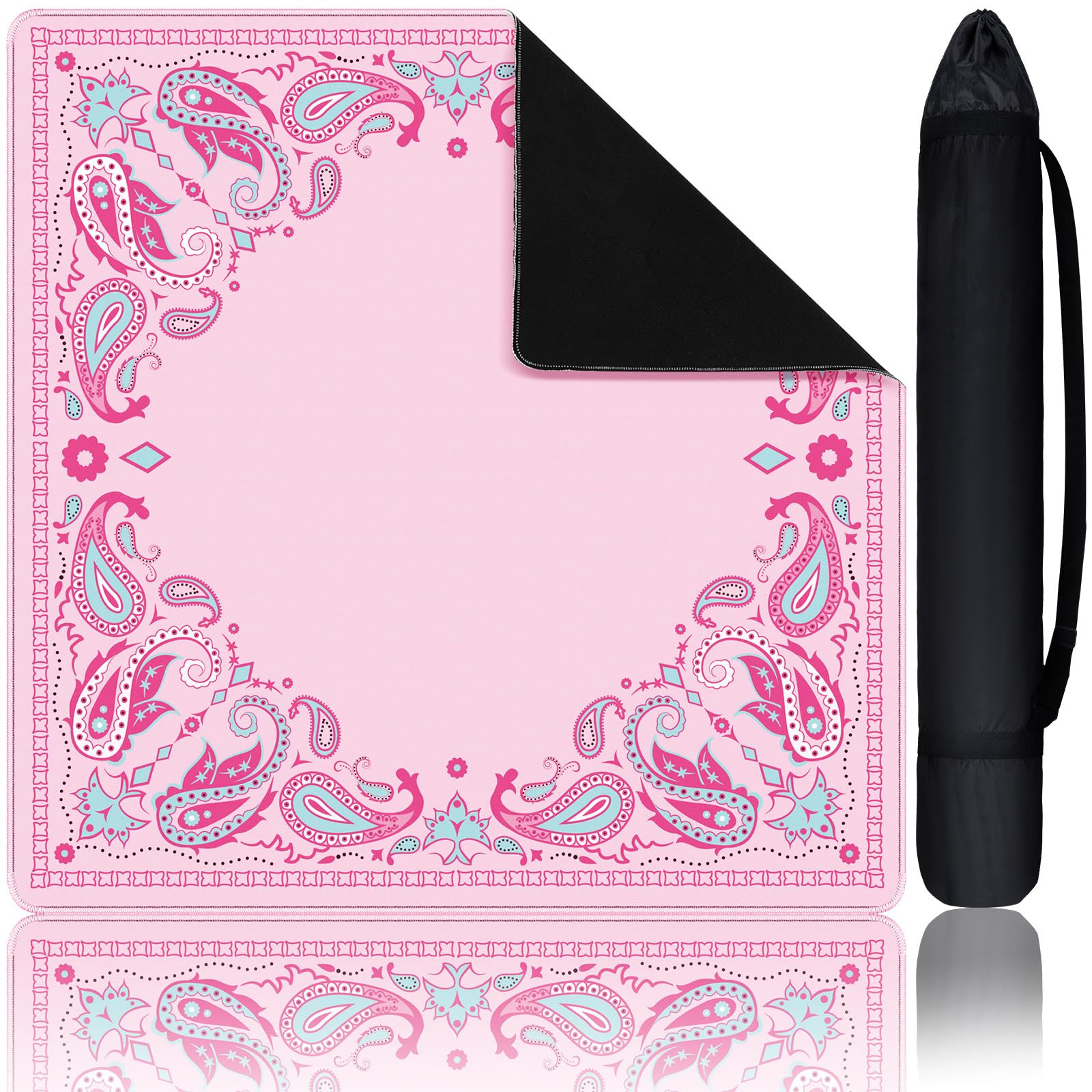 31.5 in Paisley Mahjong Mat with Black Carrying Bag Multi Purpose Game Mat Anti-Slip Noise-reduci... | Amazon (US)