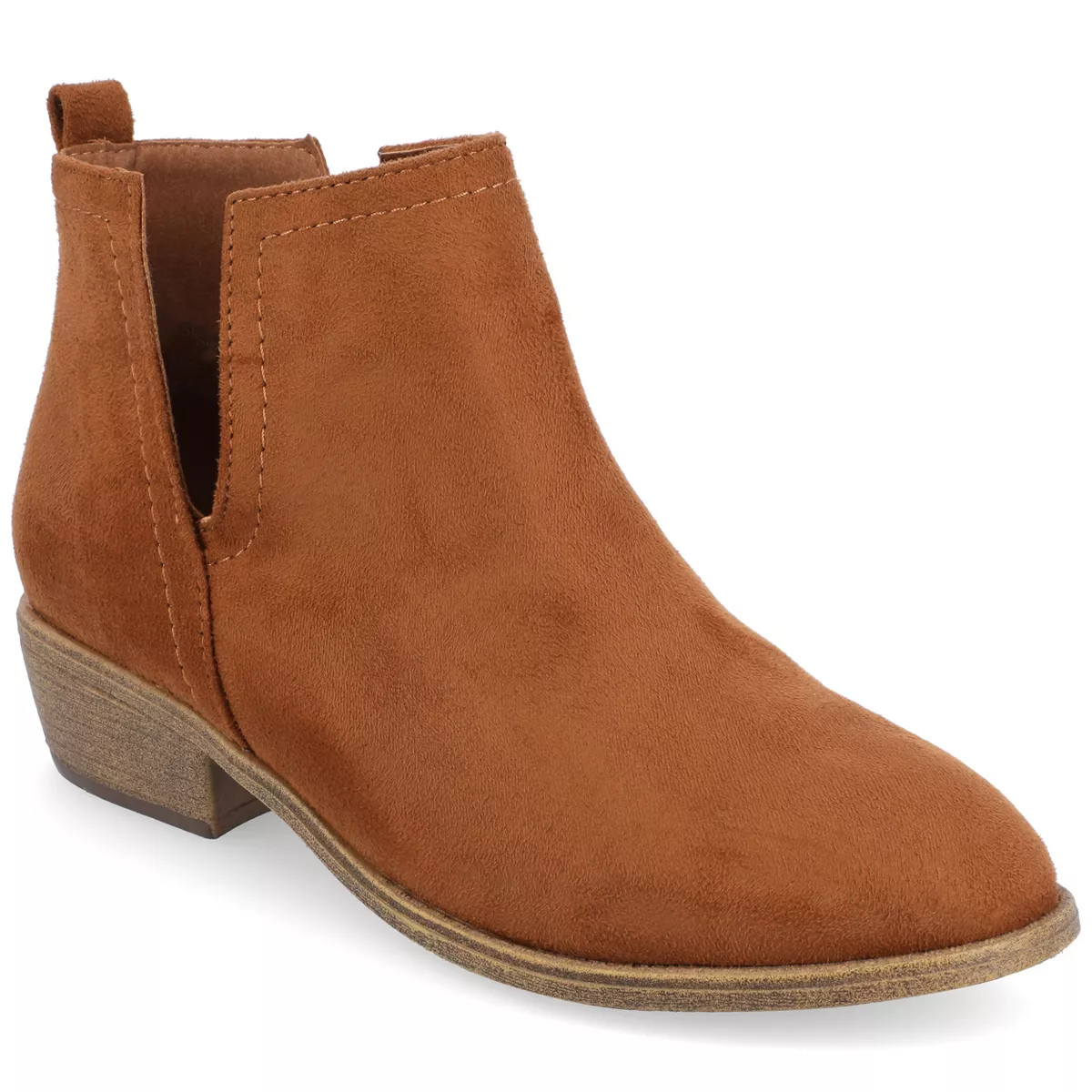 Journee Collection Womens Rimi Pull On Stacked Heel Booties Camel 9 | Target