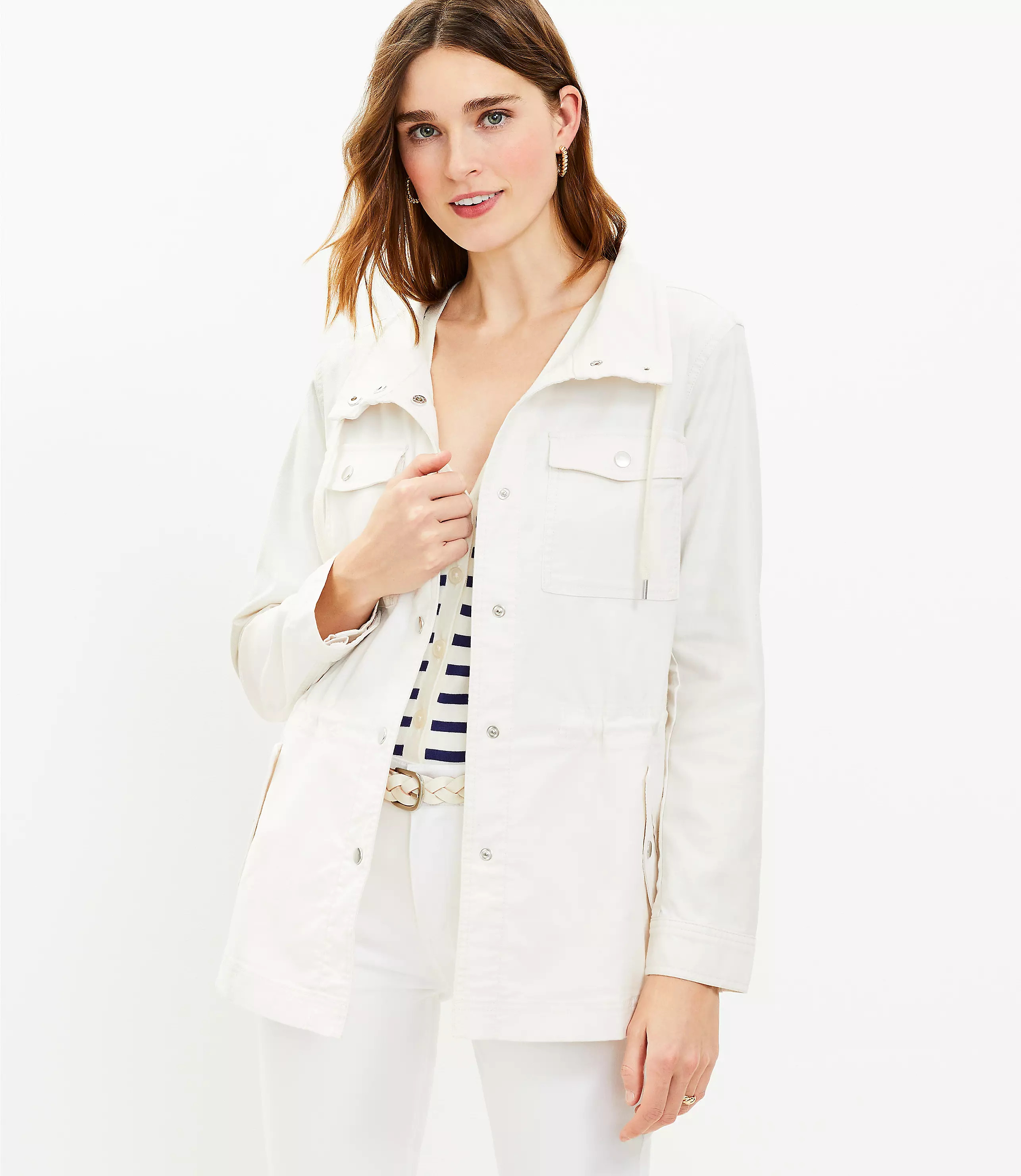 Petite Twill Drawstring Utility Jacket | LOFT