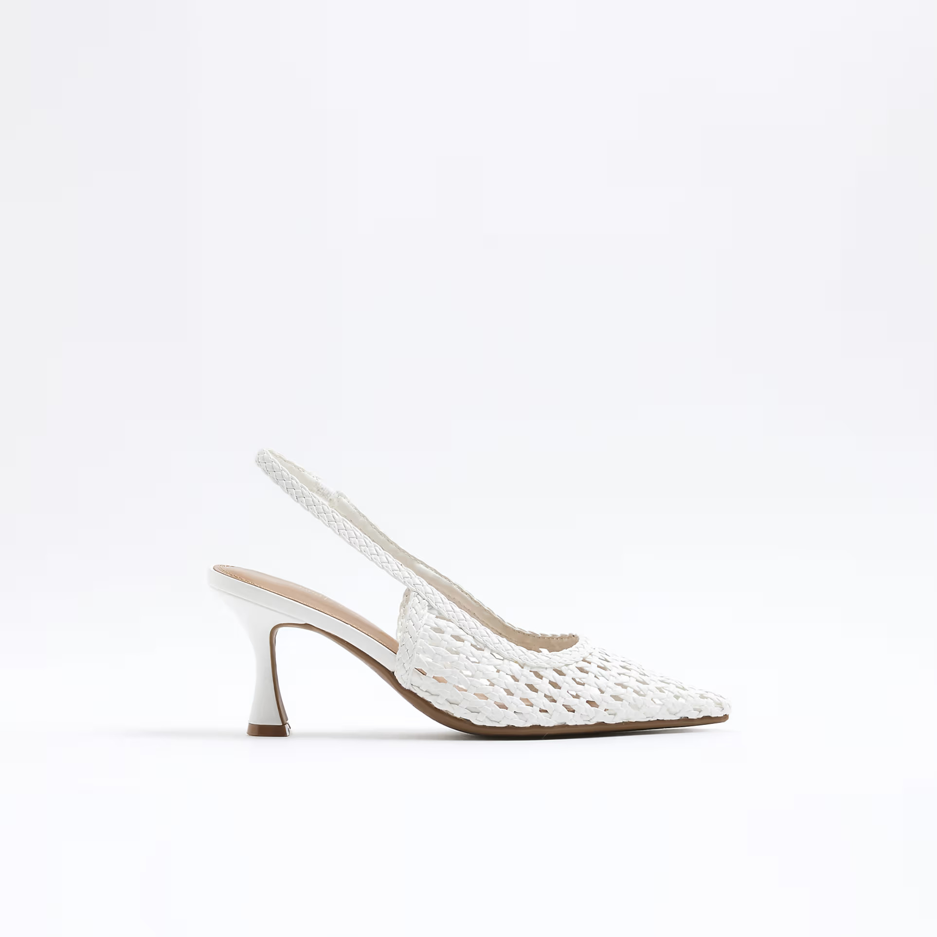 River Island Woven sling back court heels in white | ASOS | ASOS (Global)