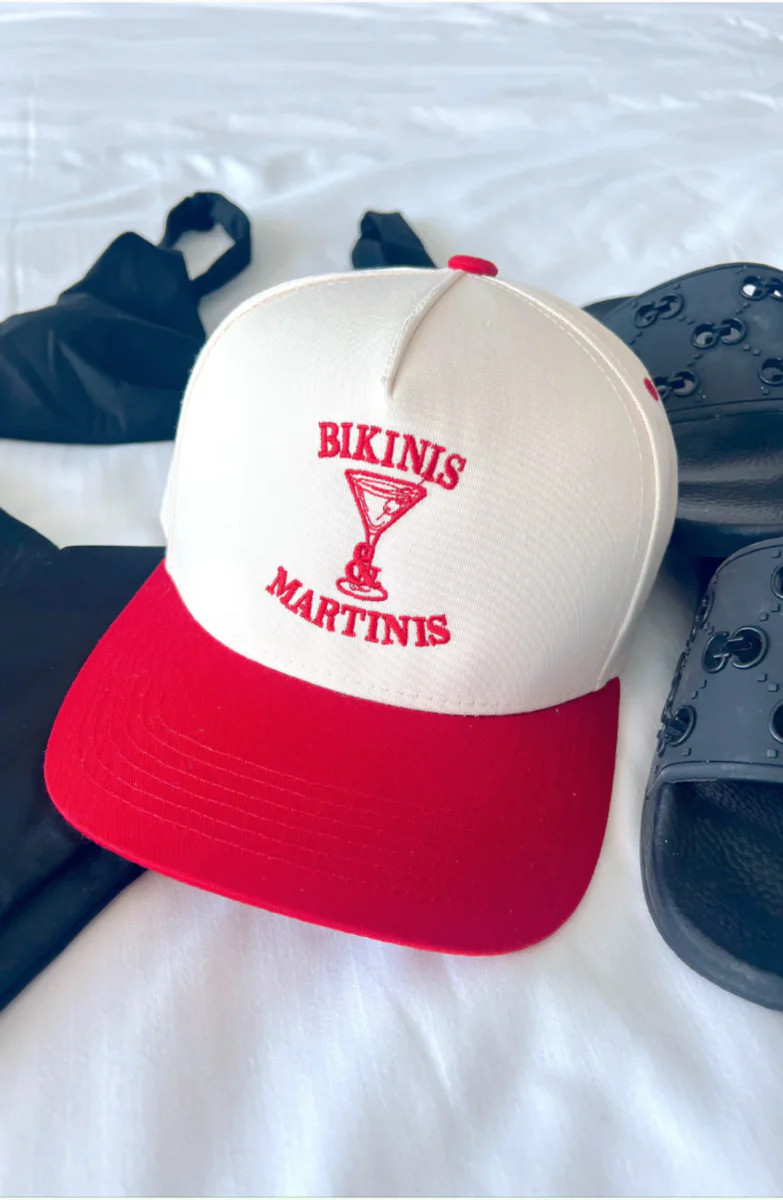 PRE-ORDER: Bikinis & Martinis Trucker Hat | Apricot Lane Boutique