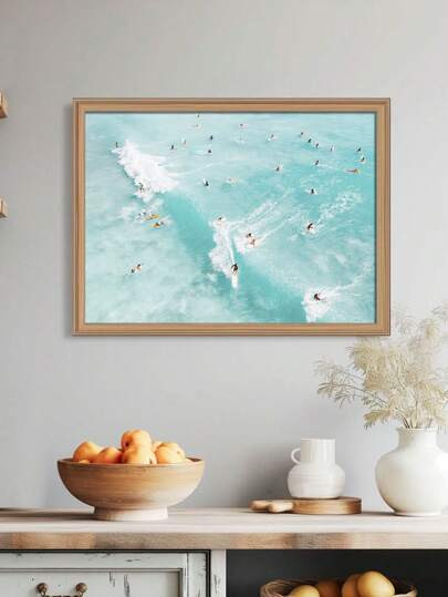 1 Piece Unframed Canvas Wall Art Print - Surfer In The Sky, Bohemian Beach Scenery, Suitable For ... | SHEIN