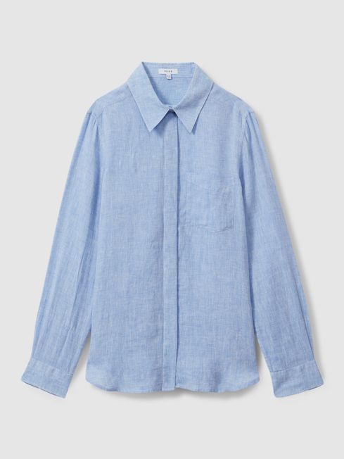 Linen Long Sleeve Shirt | Reiss UK