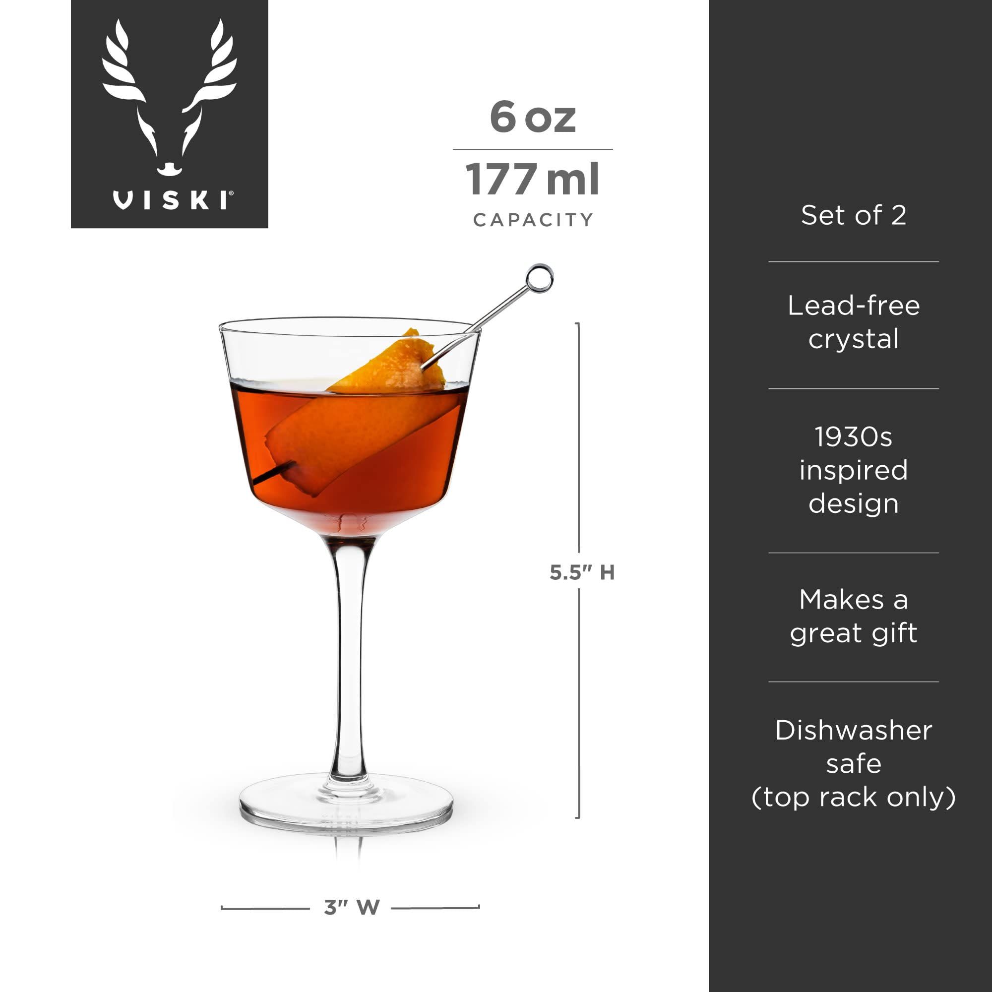 Viski Nick and Nora Glasses, Stemmed Drinkware, Premium Crystal Cocktail Glasses, Cocktail Coupe ... | Amazon (US)