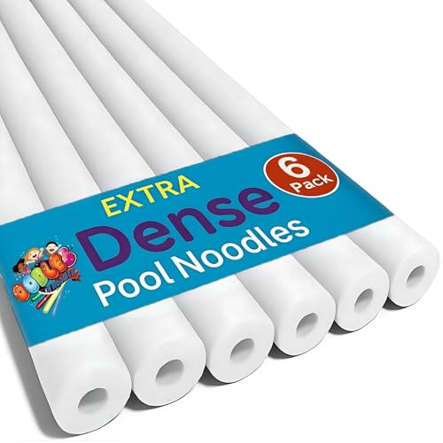 Oodles of Noodles Deluxe Foam Pool Noodles - Pack of 6 - approx. 48 inch x 2.5 inch Hollow Core Foam Tube | Extra Dense, Durable, Buoyant Swim Noodles for Pool, Beach, Crafts, DIY Projects, Insulation | Amazon (US)