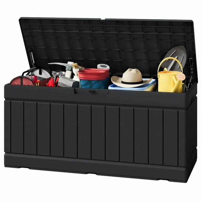 Homall 82 Gallon Outdoor Storage in Resin Deck Box 45.66in Width Lockable Deck Box, Black | Walmart (US)