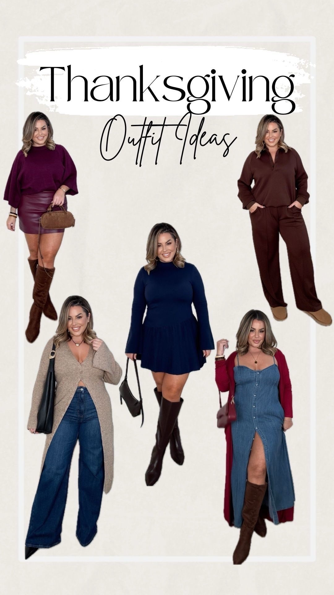 Thanksgiving outfit ideas 
Maroon sweater L
Maroon skirt L 
Tan sweater XL 
Jeans 12 long 
Navy dress XL 
Denim dress XL 
Maroon duster XL 
Brown set xl 
Boots fit my 15.5/16 inch calf perfect 
Size up in bark brown boots 

#midsize #dresses #holiday #Thanksgiving #Sweater #FoeLeather #Set #Matching #DenimDress #Jeans #OldNavy #Abercrombie #Amazon #WideCalfBoots #Boots #Zara


Follow my LTK @shaynaslife on the @shop.LTK app to view this post and get my exclusive app-only content!

#liketkit 
@shop.ltk
https://liketk.it/5tVfi

#LTKMidsize #LTKFindsUnder50 #LTKSaleAlert