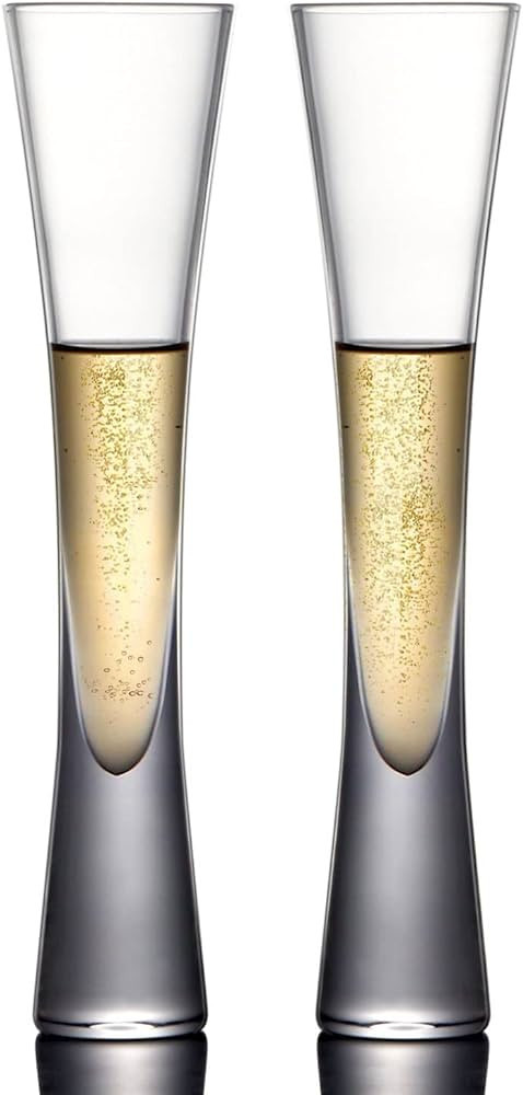 Amazon.com | NUTRIUPS Champagne Flutes Glasses, 5oz-2 Pack Hand Blown Clear Crystal Glass Champag... | Amazon (US)