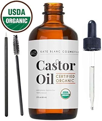 Castor Oil (2oz) USDA Certified Organic, 100% Pure, Cold Pressed, Hexane Free by Kate Blanc. Stim... | Amazon (US)