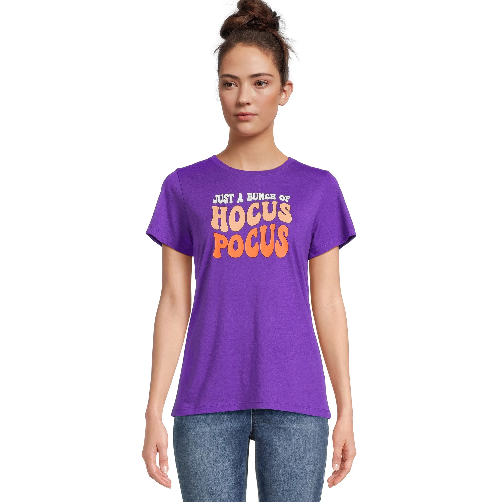 Women's Halloween Hocus Pocus Graphic Tee, Fall Short Sleeve T Shirt from Way to Celebrate, Sizes... | Walmart (US)