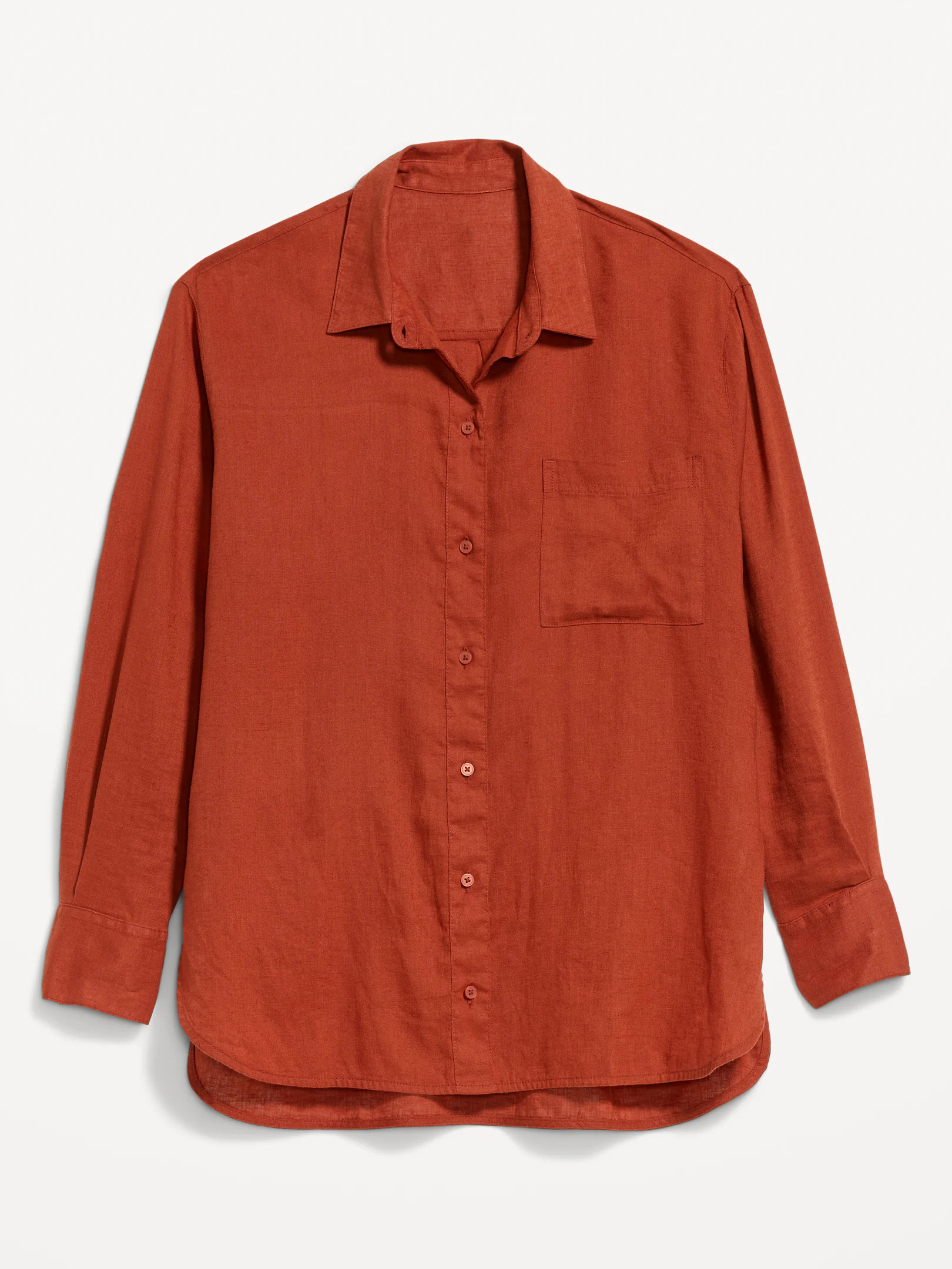 Linen-Blend Loose Button-Down Shirt | Old Navy (US)