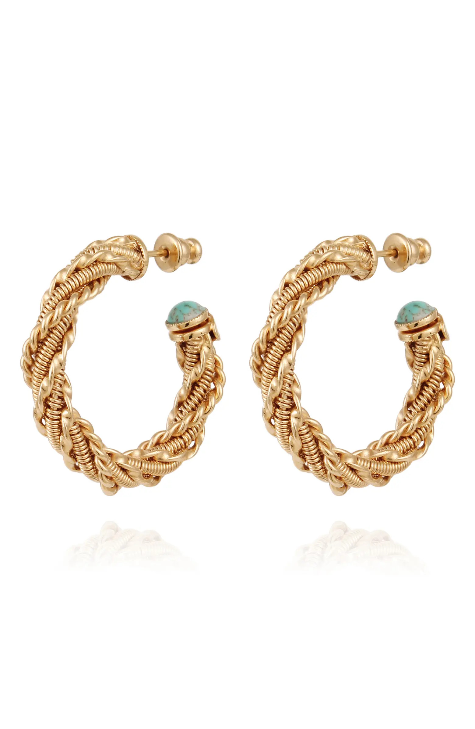 Gas Bijoux Bonnie Turquoise Cabochon Twisted Hoop Earrings | Nordstrom | Nordstrom