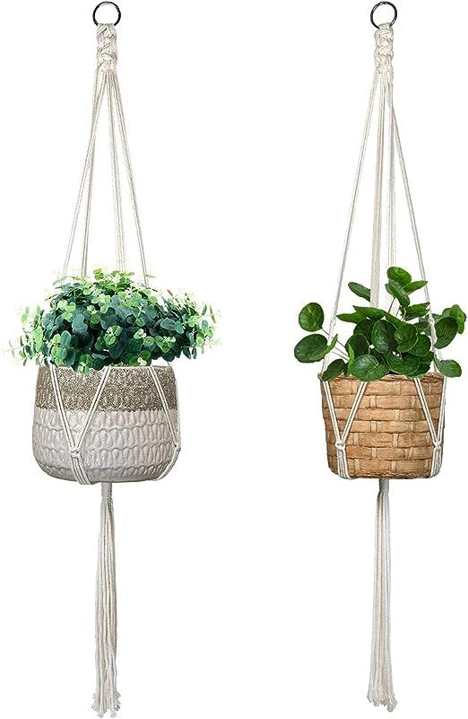 ALLADINBOX Macrame Plant Hanger 2 PCS 40 Inch Indoor Outdoor Hanging Planter Basket Flower Pot Ho... | Amazon (US)