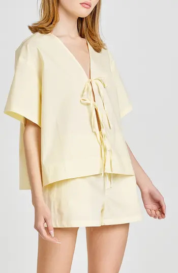 WAYF Tabitha Tie Front Woven Shirt | Nordstrom | Nordstrom