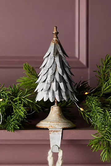 Galvanized Evergreen Tree Stocking Holder | Anthropologie (US)