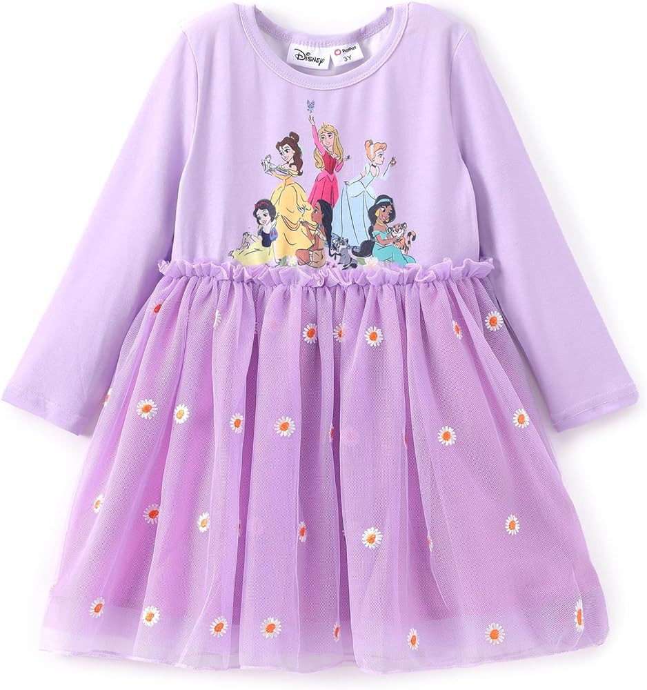 Disney Frozen Elsa Princess Cinderella Ariel Jasmine Rapunzel Baby/Toddler Dress, Ruffle Long-Sle... | Amazon (US)