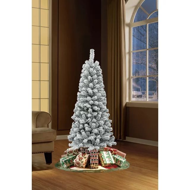 Unlit Flocked Pine Artificial Christmas Tree, 6 ft, by Holiday Time | Walmart (US)