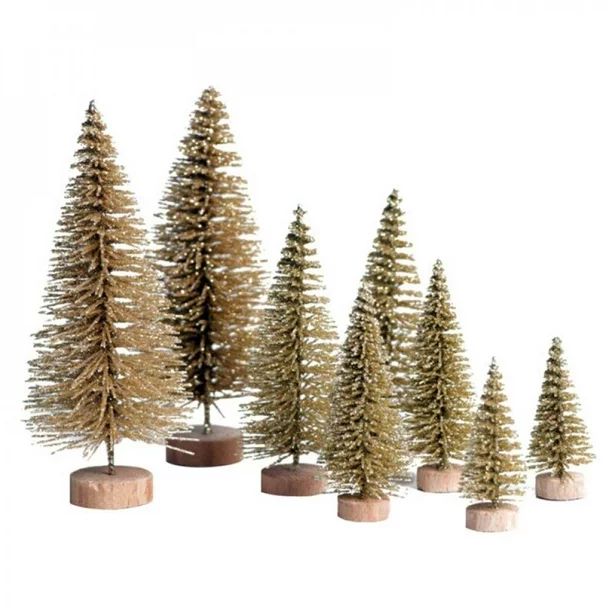 [BRAND CLEARANCE!]8pcs Decorated Small Christmas Tree Set Gold Artificial Small Tiny Pine Tree Wi... | Walmart (US)