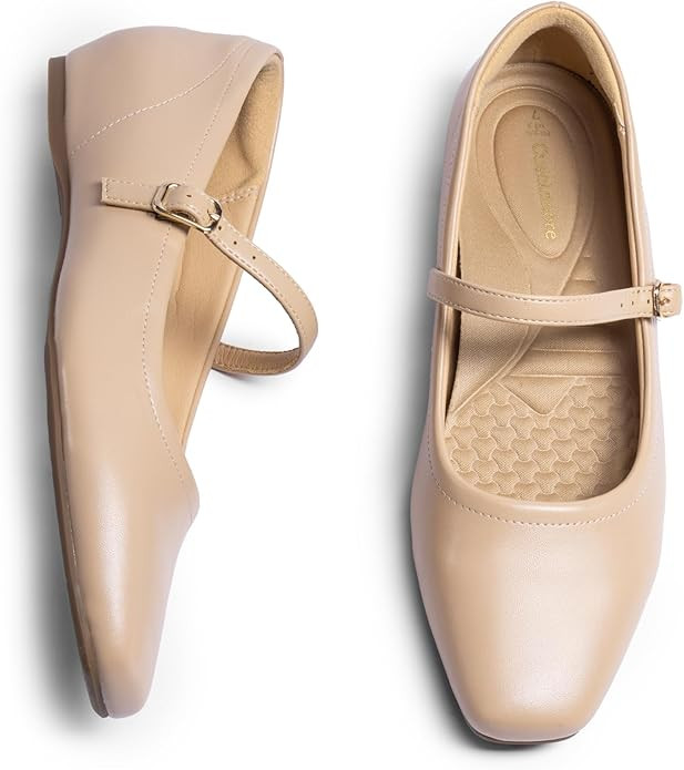Mary Jane Flat Shoes with Arch Support and Hidden Wedge Heel, Women Ballet Flats, Mary Jane Flats... | Amazon (US)