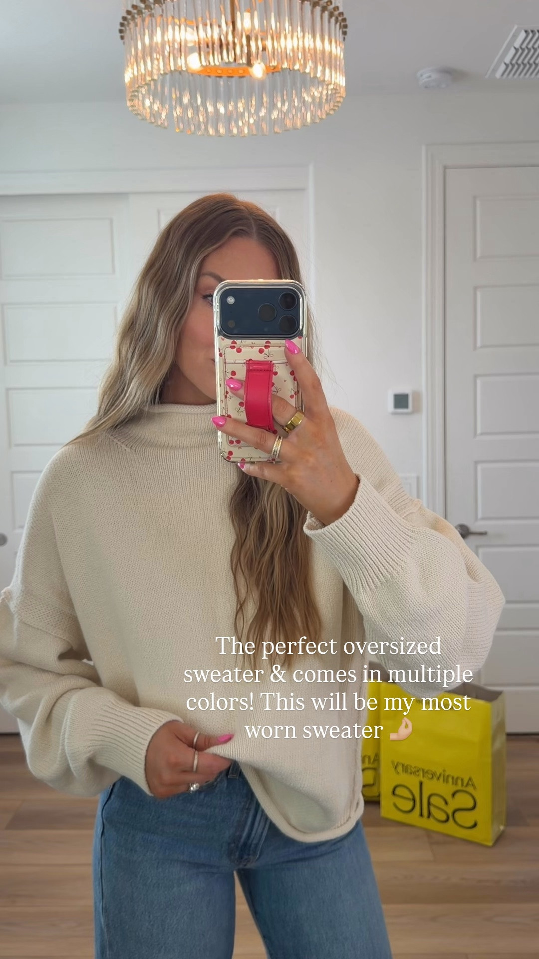 The best oversized sweater just restocked! I’m wearing a small
