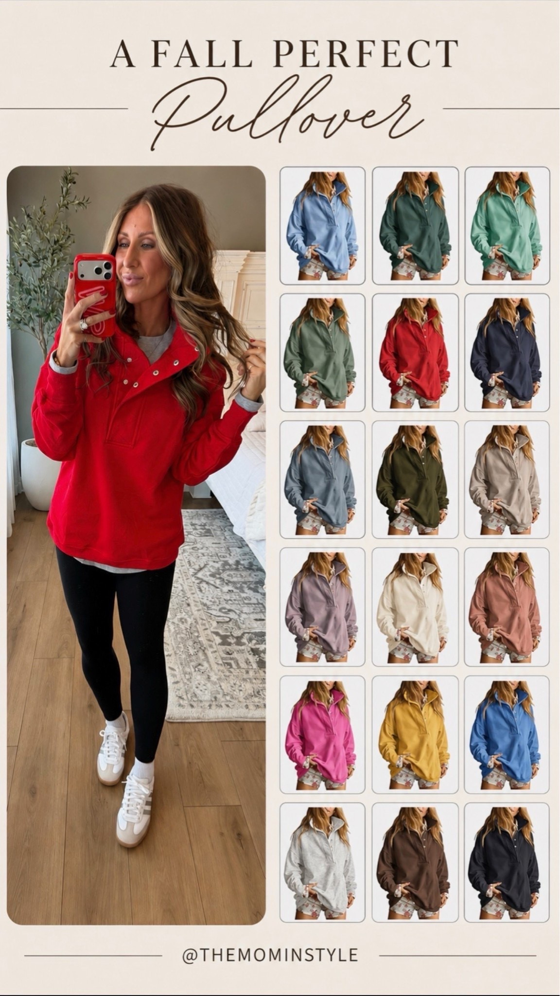 This pullover is such an easy fall layer, and the color options are so good. I love the relaxed fit, snap neckline, and slightly oversized shape with leggings and sneakers for errands, school drop off, or casual weekends.

fall pullover, snap front sweatshirt, casual fall outfit, leggings outfit, fall athleisure, cozy layers, everyday fall style, themominstyle

#LTKootd #LTKdayinmylife #LTKgrwm

https://liketk.it/6lTyi